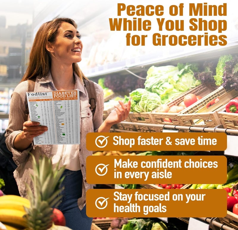 FODLIST Diabetic Food Chart. Glycemic Index Food Guide Chart. Laminated Diabetes Food List and Meal Planner, all in One. Including Carbs Counter. Helpful for Grocery, type 1, 2, & prediabetic, Meal Planning, & Healthy Nutrition that Supports Blood Sugar Control and Diabetes Management. - Image 3